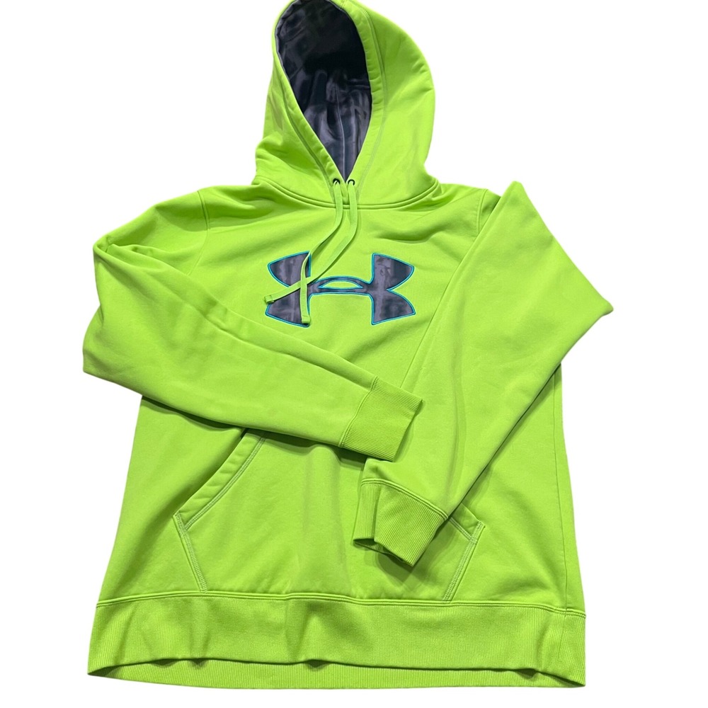 Under Armour Mens Big Logo Armour Fleece Hoodie Lime Green Camo Size Large